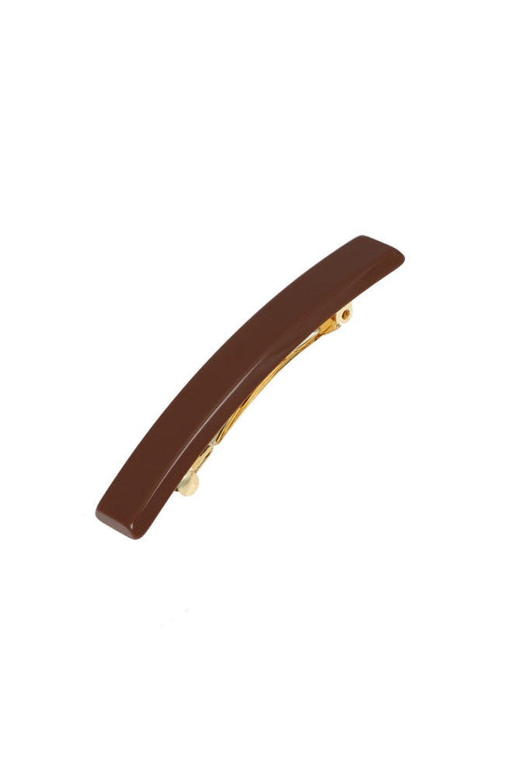Small Luxury Rectangle Barrette - Chocolate