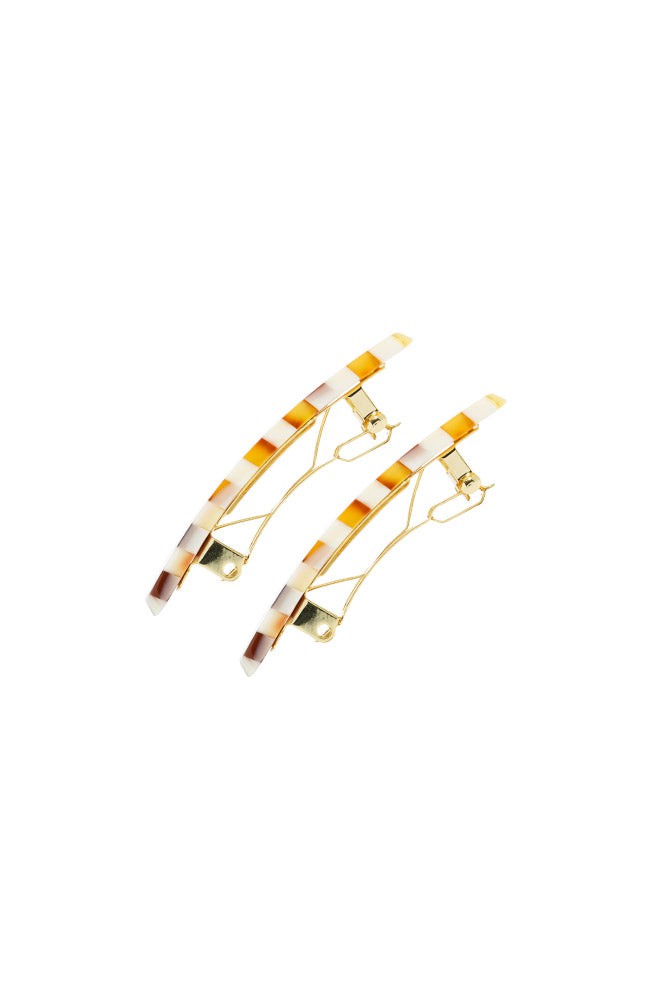 Mini Rectangle Barrette Pair - Classic