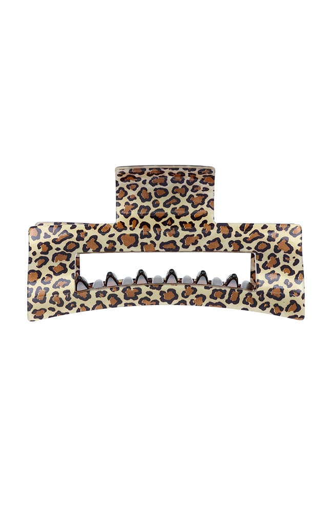 Large Cutout Rectangle Claw Clip - Golden Leopard