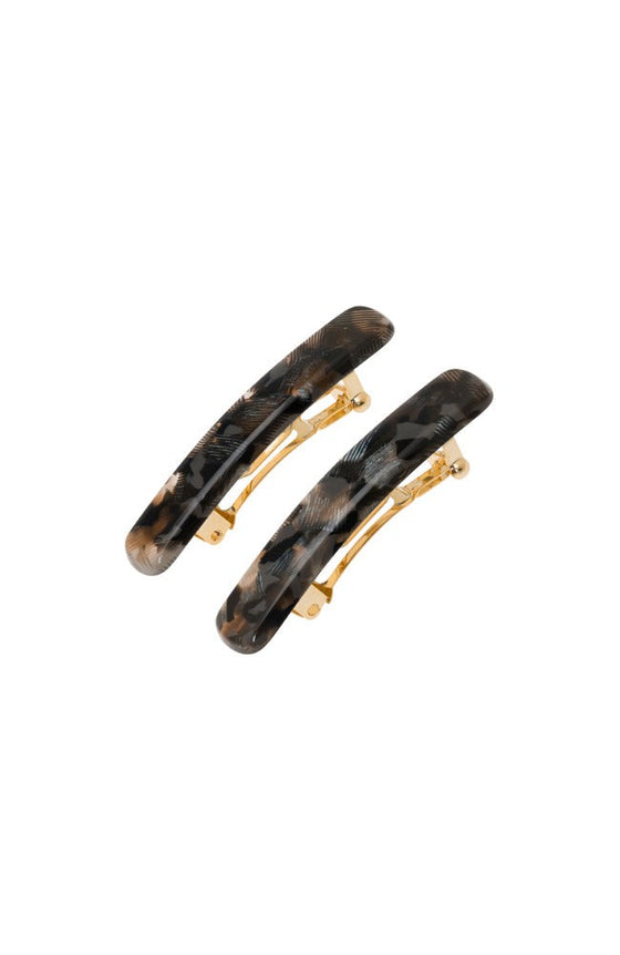 Mini Rectangle Barrette Pair - Pavlova